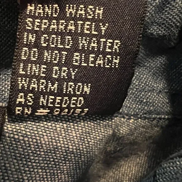 New Directions Women’s Chambray Button Up Shirt 3X Embroidered Dancing Girl Tree - Picture 5 of 7